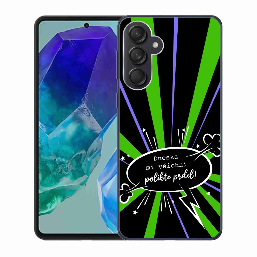 Gelový kryt mmCase na Samsung Galaxy M55 5G - vtipný text 15 černé pozadí