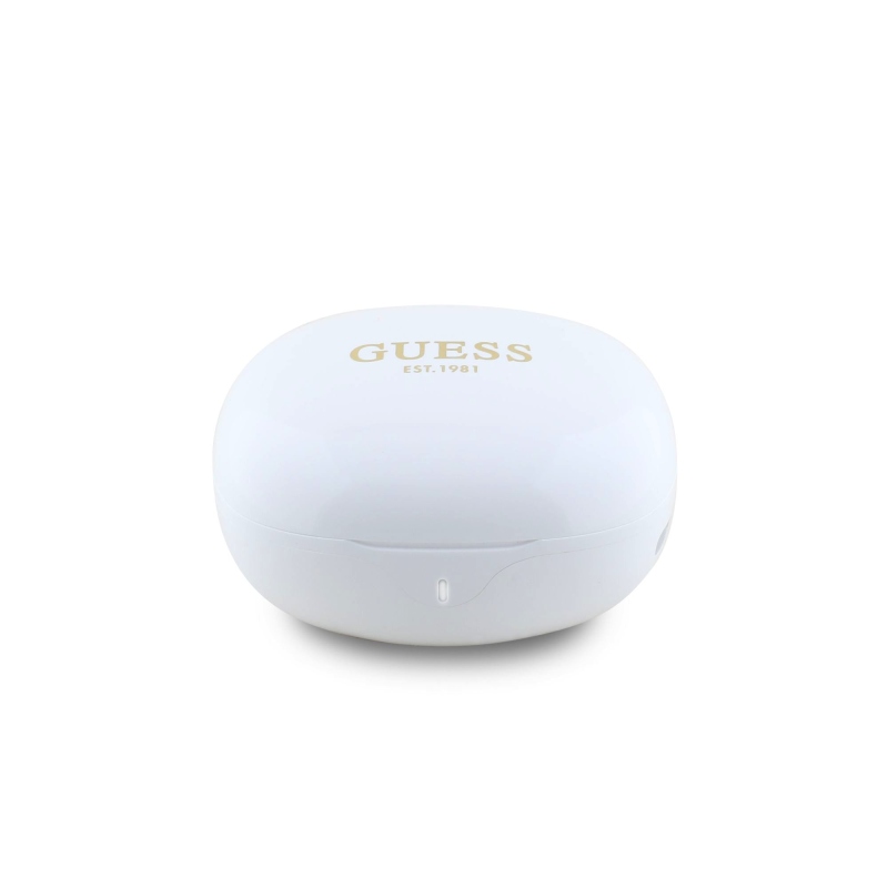 Guess Glossy Classic Logo TWS Bezdrátová Sluchátka White