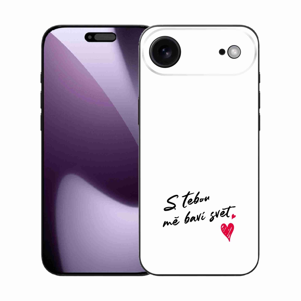 Gelový kryt mmCase na iPhone 17 Air - zamilovaný text 1 bílé pozadí