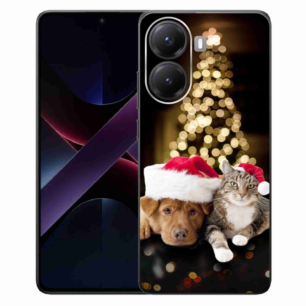 Gelový kryt mmCase na Xiaomi Poco X7 Pro 5G - vánoční pes a kočka