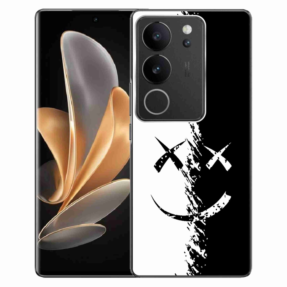 Gelový kryt mmCase na Vivo V29 5G - černobílý smajlík