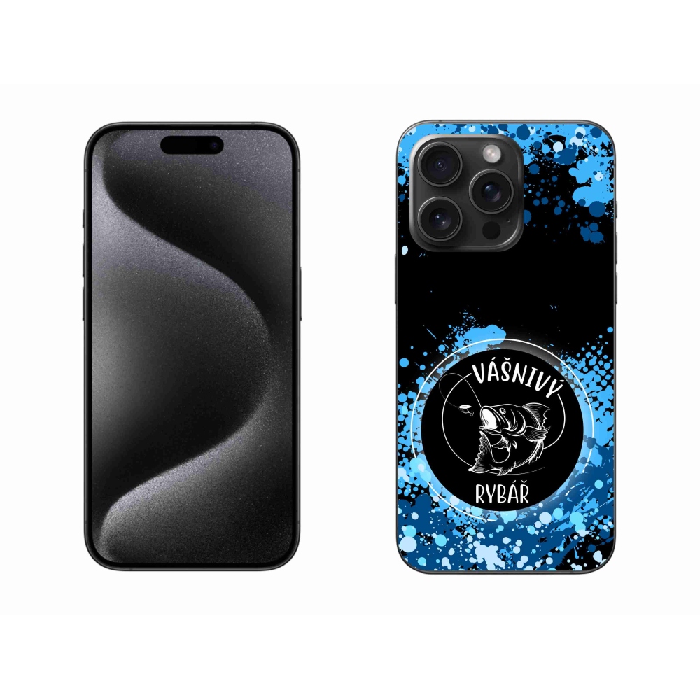 Gelový kryt mmCase na iPhone 15 Pro Max - vášnivý rybář černé pozadí