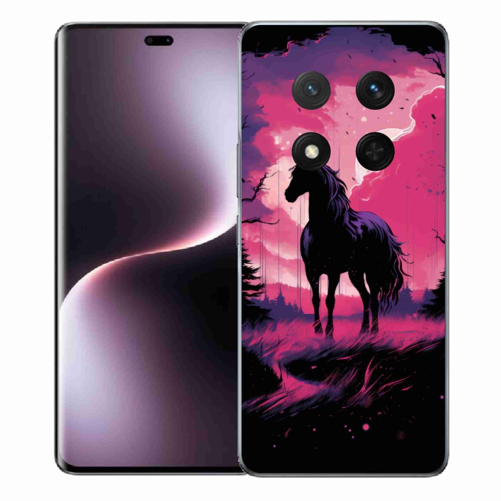 Gelový kryt mmCase na Honor Magic 7 Lite 5G - černý kreslený kůň 1