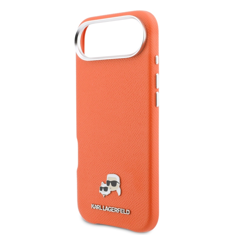 Karl Lagerfeld PU Karl and Choupette Heads Pins MagSafe Zadní Kryt pro iPhone Air Orange