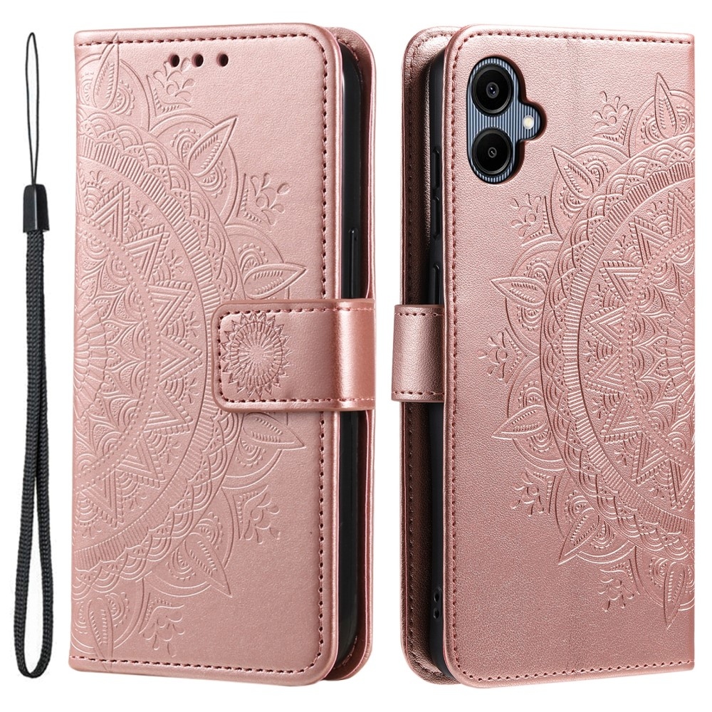 Mandala knížkové pouzdro na Samsung Galaxy A06 4G - růžovozlaté