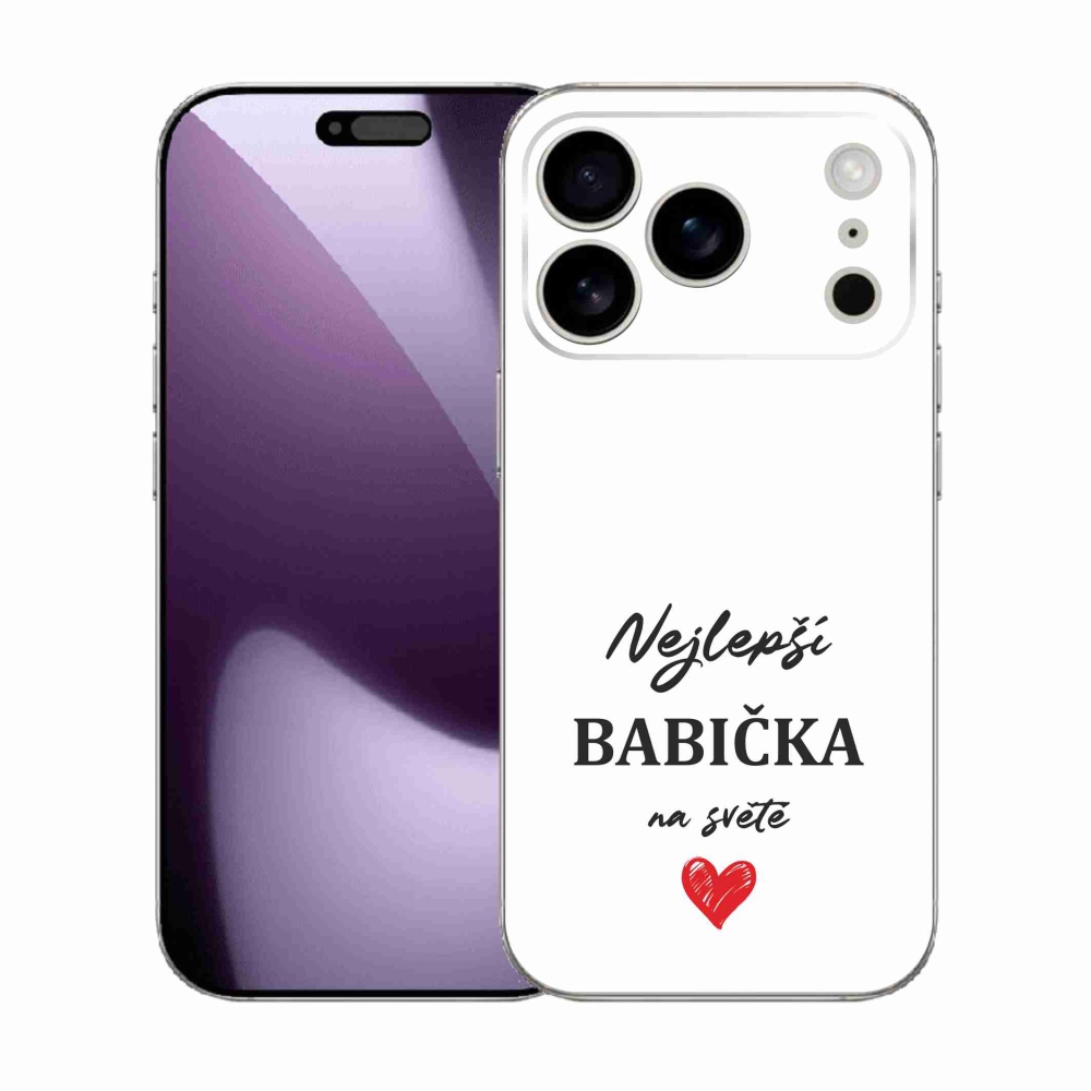 Gelový kryt mmCase na iPhone 17 Pro - nejlepší babička 1 bílé pozadí