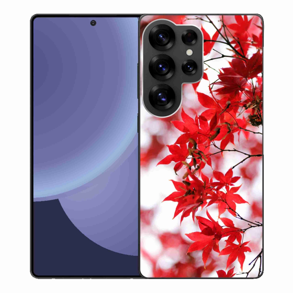 Gelový kryt mmCase na Samsung Galaxy S25 Ultra - červené listy