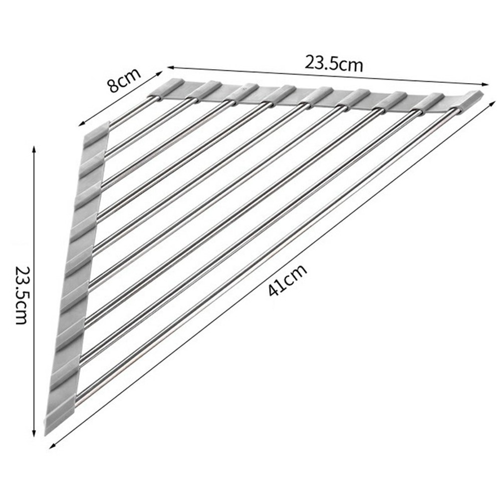 Rolovací nerezový odkapávač na nádobí nad dřez v šedém provedení