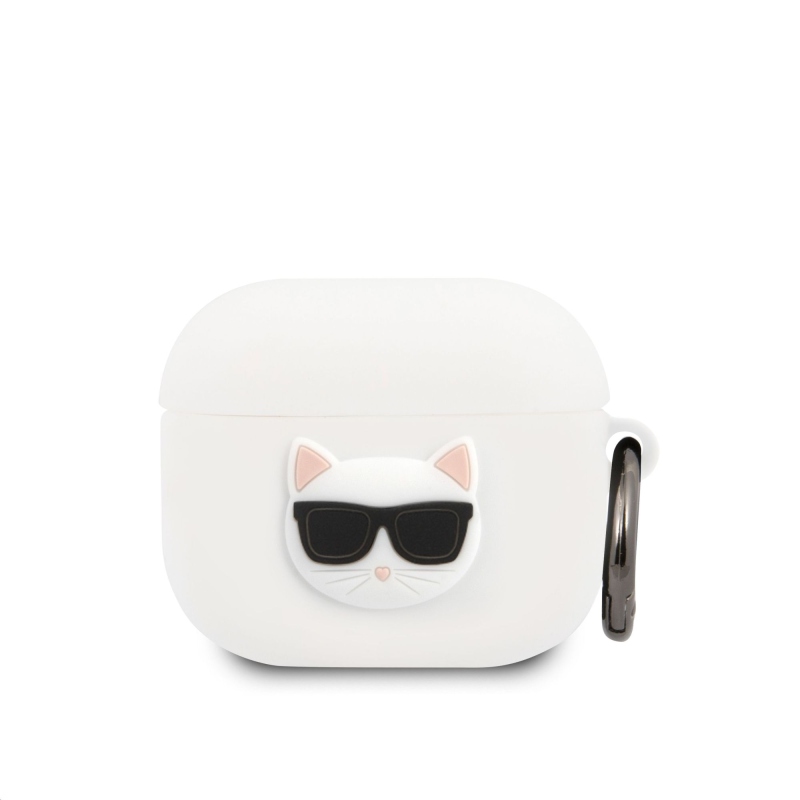 Karl Lagerfeld Choupette Head Silikonové Pouzdro pro Airpods 3 White