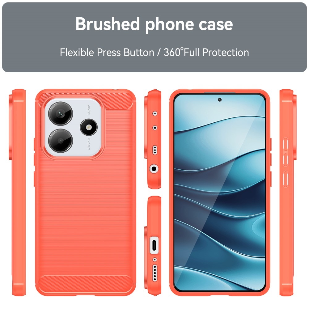 Carbon odolný gelový obal na Xiaomi Redmi Note 14 5G - červený