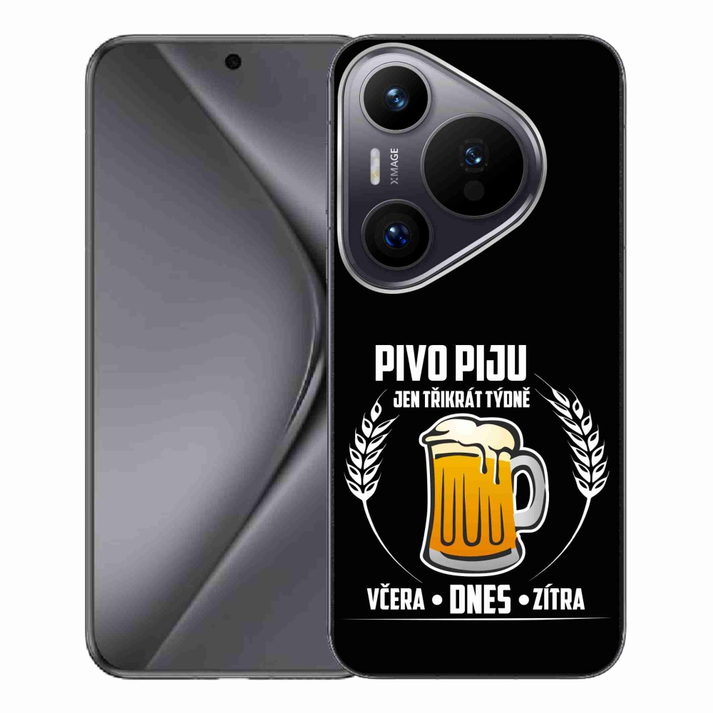 Gelový kryt mmCase na Huawei Pura 70 Pro - pivní motiv černé pozadí
