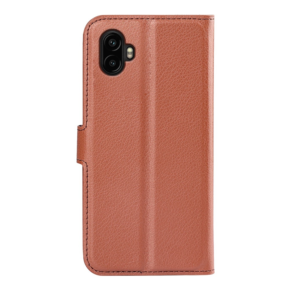 Litchi knížkové pouzdro na Samsung Galaxy Xcover 7 Pro - hnědé