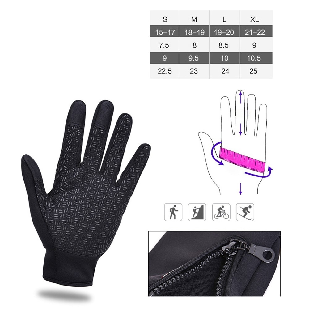 Outdoorové větruodolné dotykové rukavice v černé barvě - velikost XL