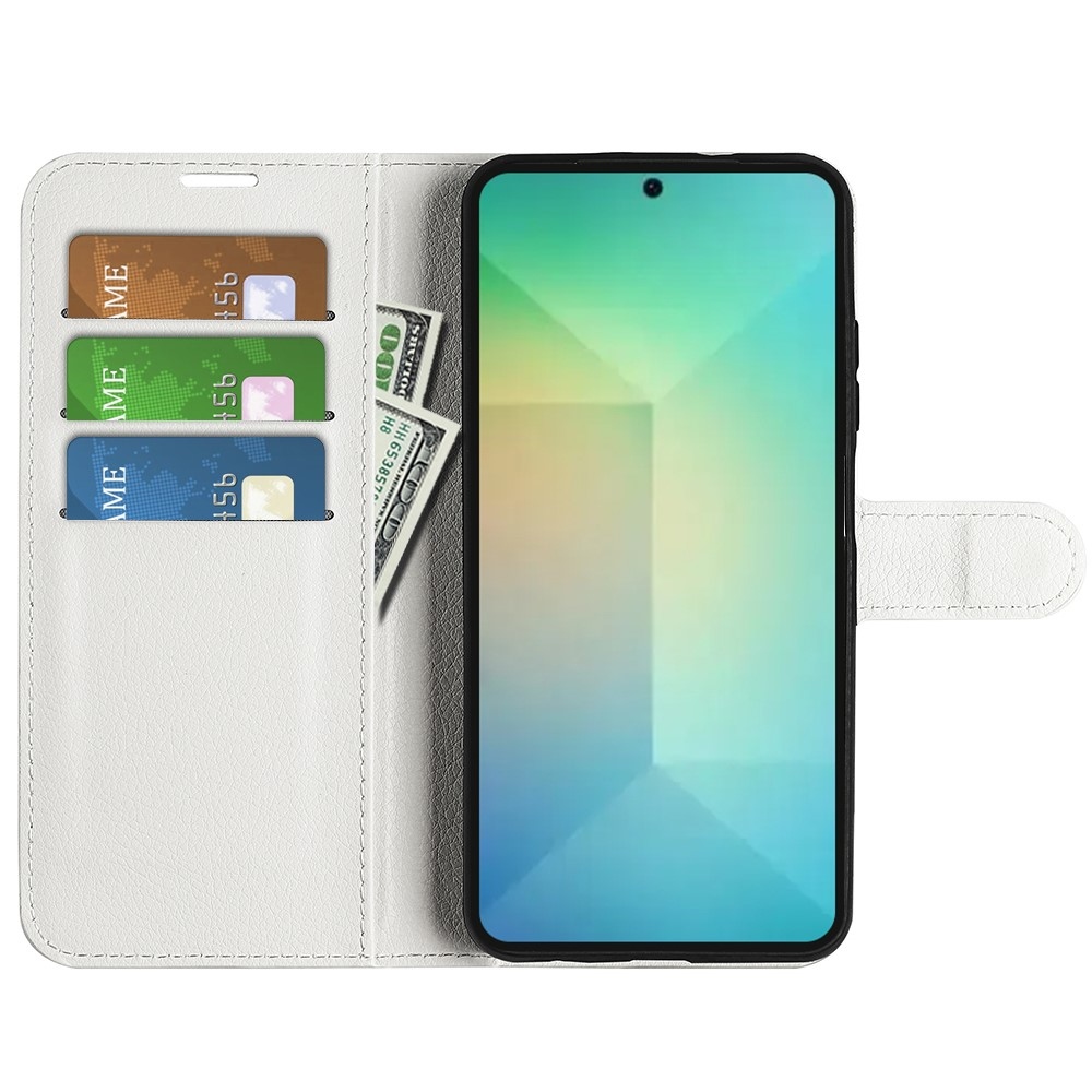 Litchi knížkové pouzdro na Samsung Galaxy S25 - bílé