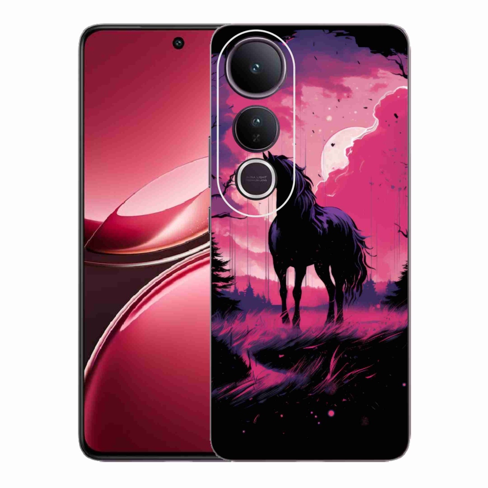 Gelový kryt mmCase na Vivo V50 Lite 4G/5G - černý kreslený kůň 1
