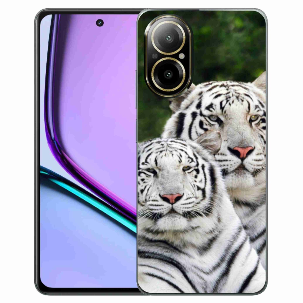 Gelový obal mmCase na Realme C67 - bílí tygři