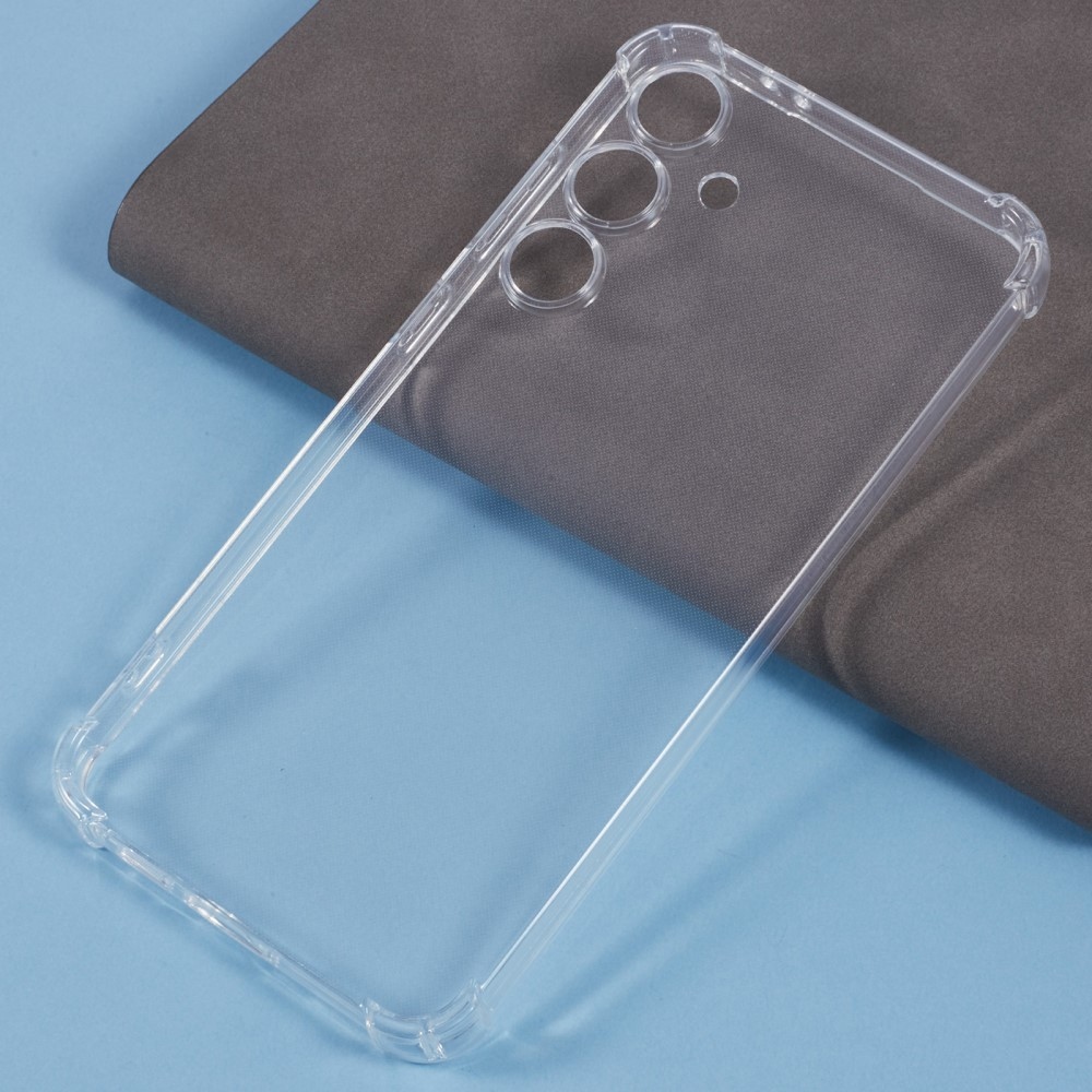 Průhledný gelový obal s vyztuženými rohy na Samsung Galaxy S24 FE - průhledný