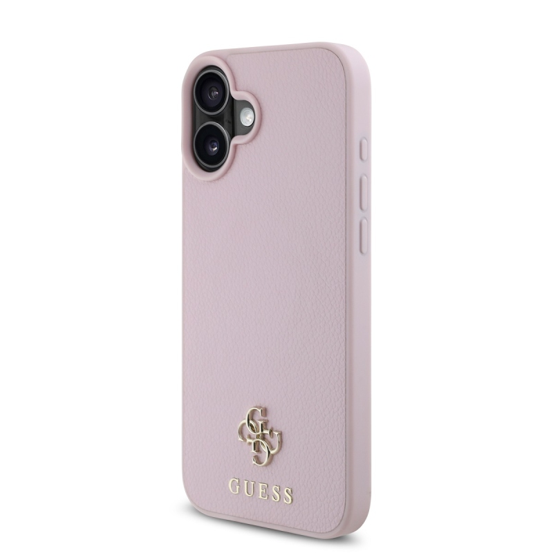 Guess PU Grained 4G Small Metal Logo MagSafe Zadní Kryt pro iPhone 16 Pink