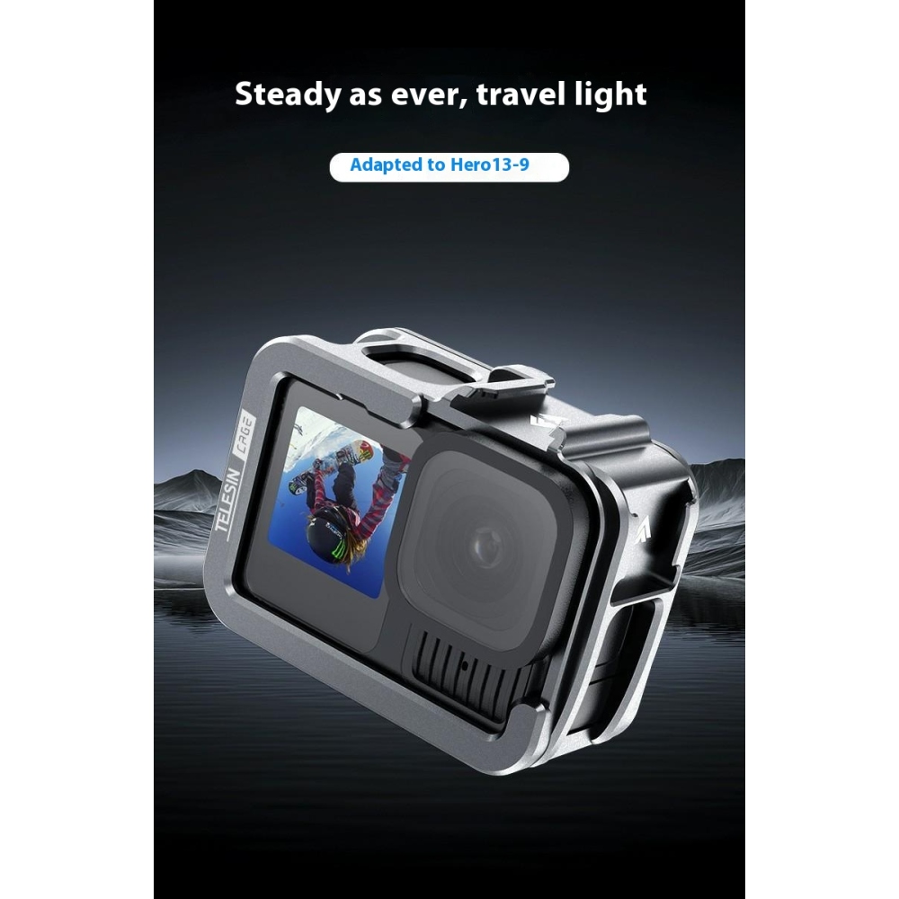 TELESIN kovová ochranná klec pro GoPro Hero 13/12/11 s vertikální montáží