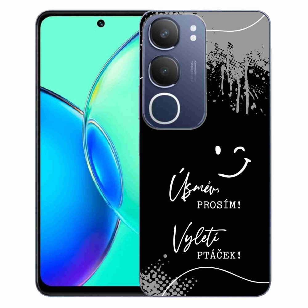 Gelový kryt mmCase na Vivo Y19s - vtipný text 4 černé pozadí