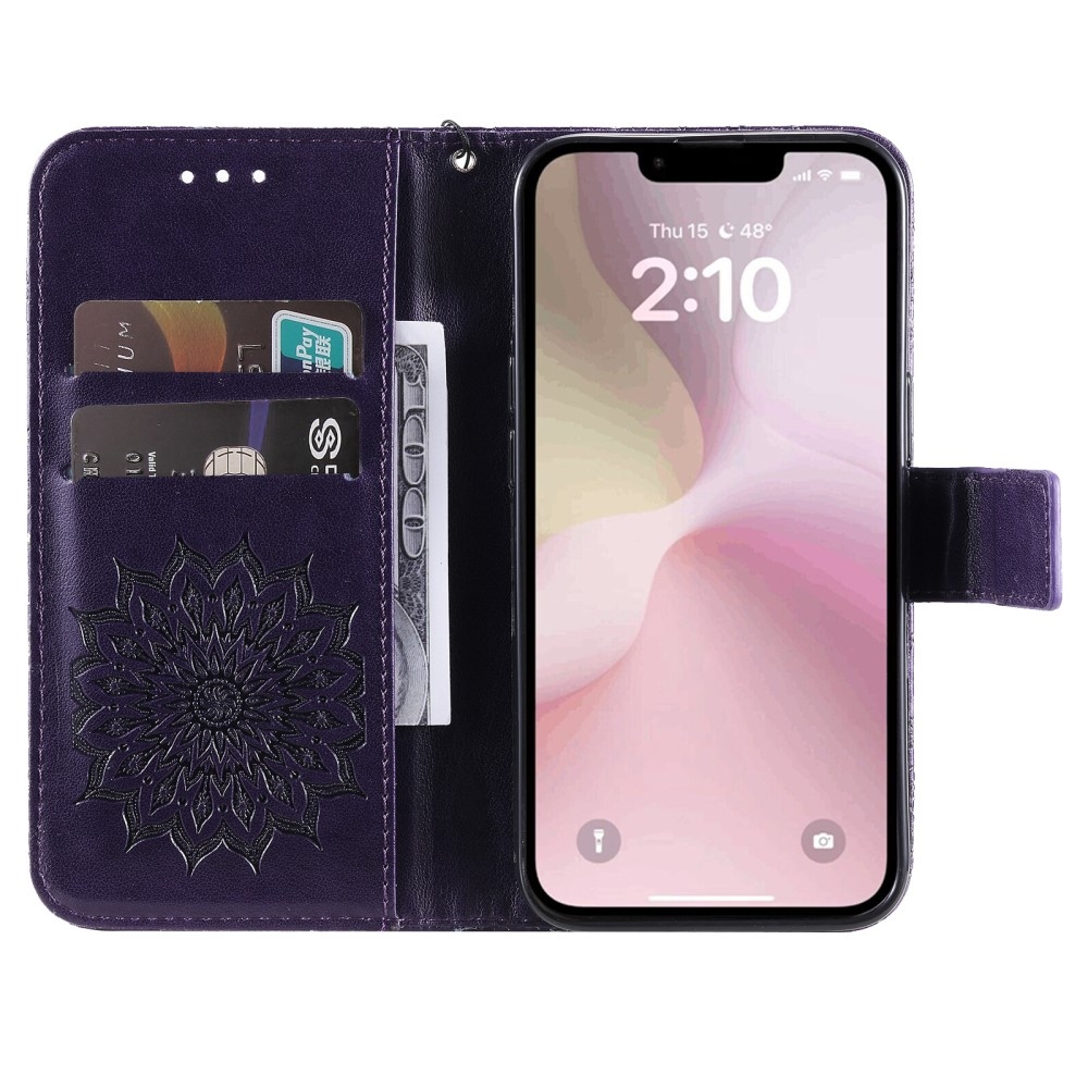 Sunflower knížkové pouzdro na iPhone 16e - tmavěfialové