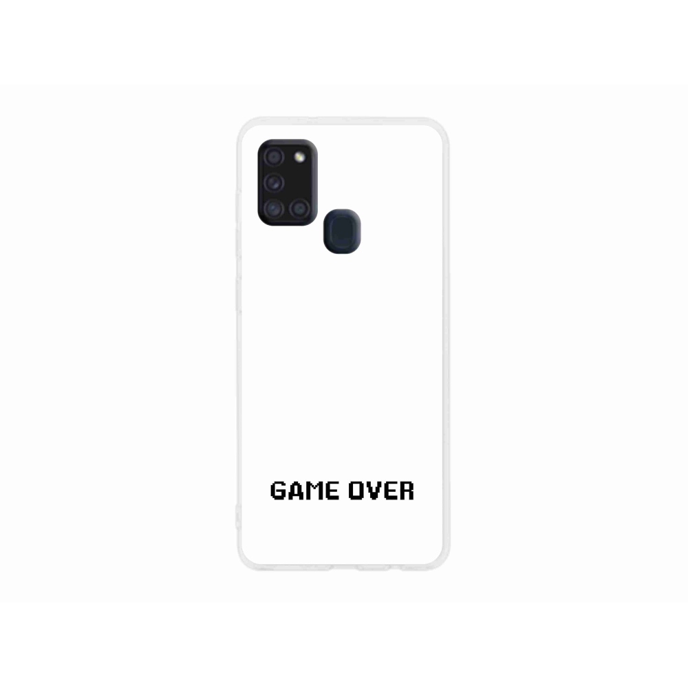 Gelový kryt mmCase na Samsung Galaxy A21s - game over bílé pozadí