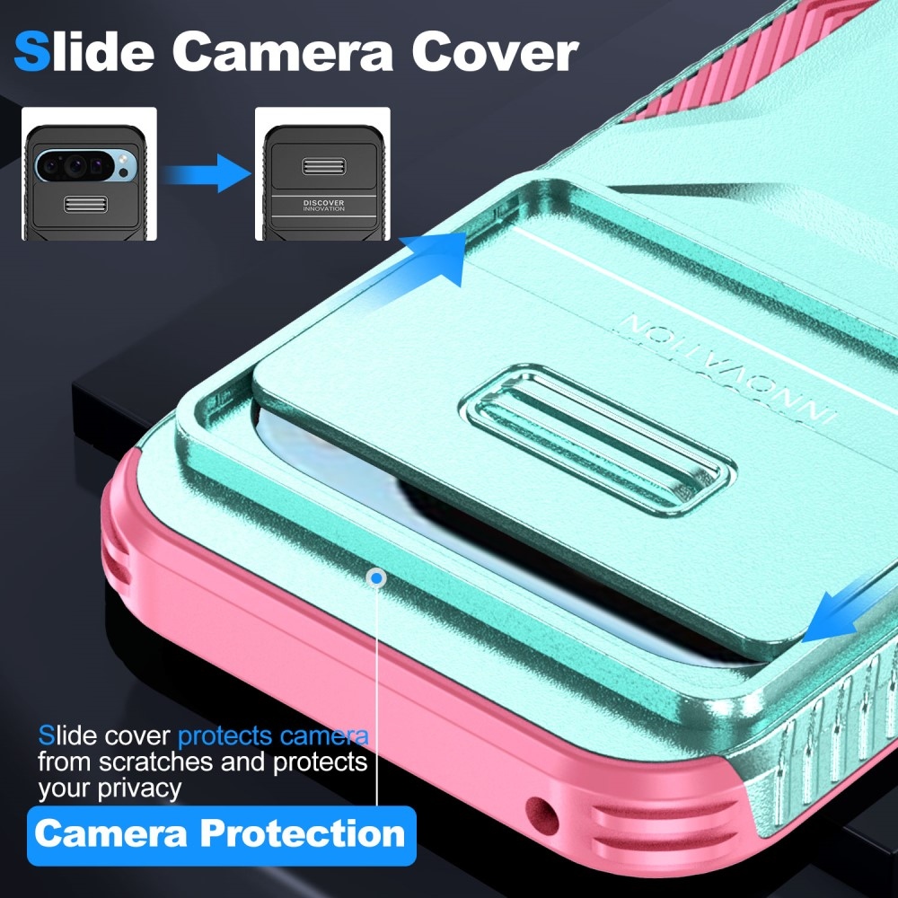 Lid odolný kryt na Google Pixel 9/9 Pro - modrozelený/růžový