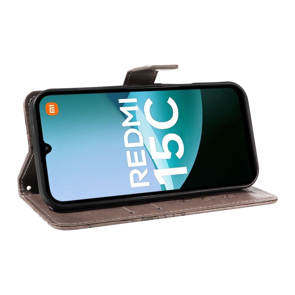 Big Butterfly knížkové pouzdro na Xiaomi Redmi 15C 4G/5G (173mm) - šedé