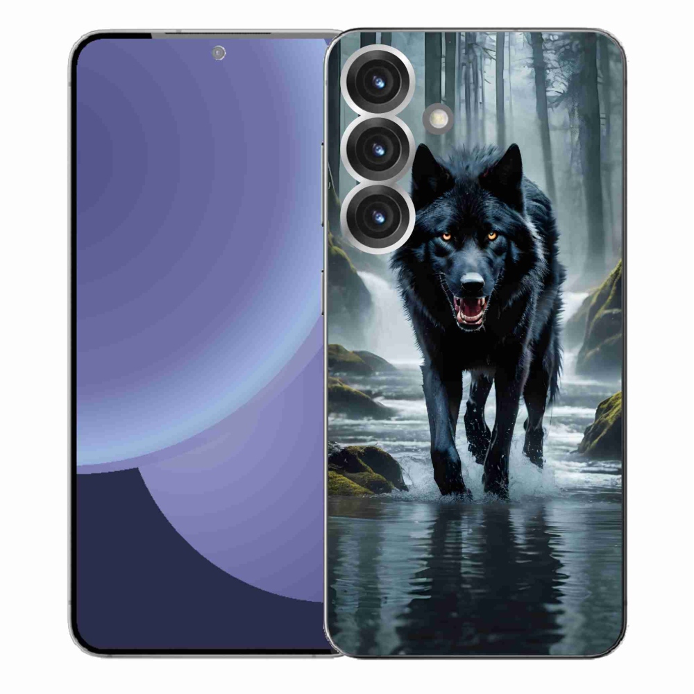 Gelový kryt mmCase na Samsung Galaxy S25+ - černý vlk