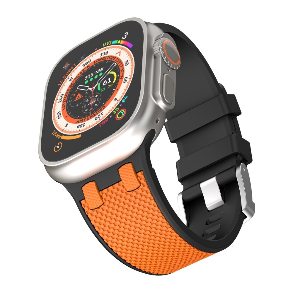 Sports silikonový řemínek na Apple Watch Ultra/Ultra 2 49mm/SE/SE 2022/2023 44mm/9/8/7 45mm/6/5/4 44mm/3/2/1 42 mm - černý/oranžový