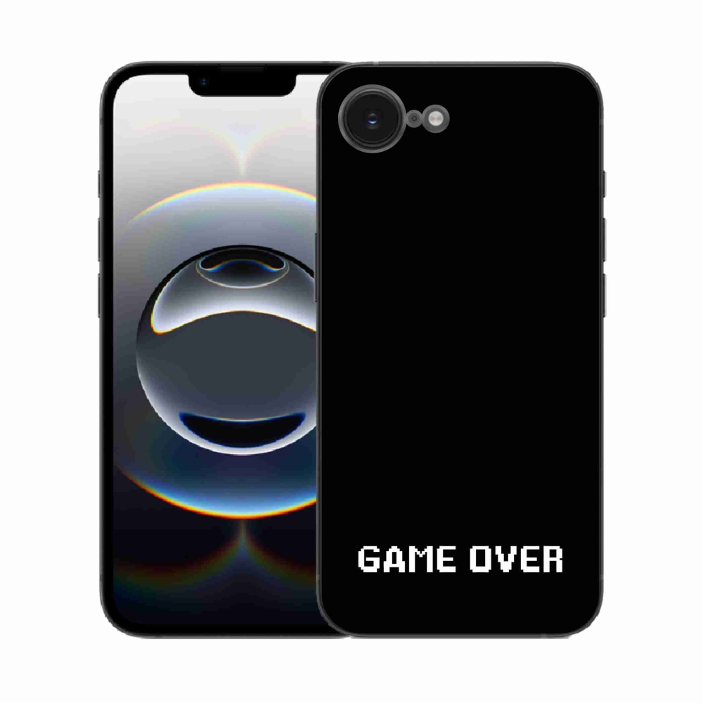 Gelový kryt mmCase na iPhone 16e - game over černé pozadí