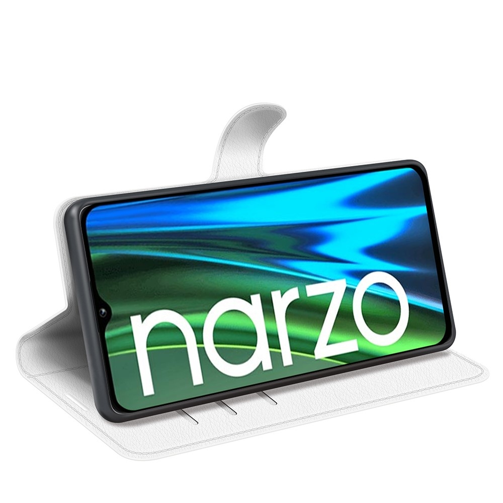Litchi knížkové pouzdro na Realme Narzo 50i - bílý