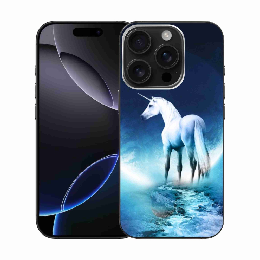 Gelový kryt mmCase na iPhone 16 Pro - bílý jednorožec