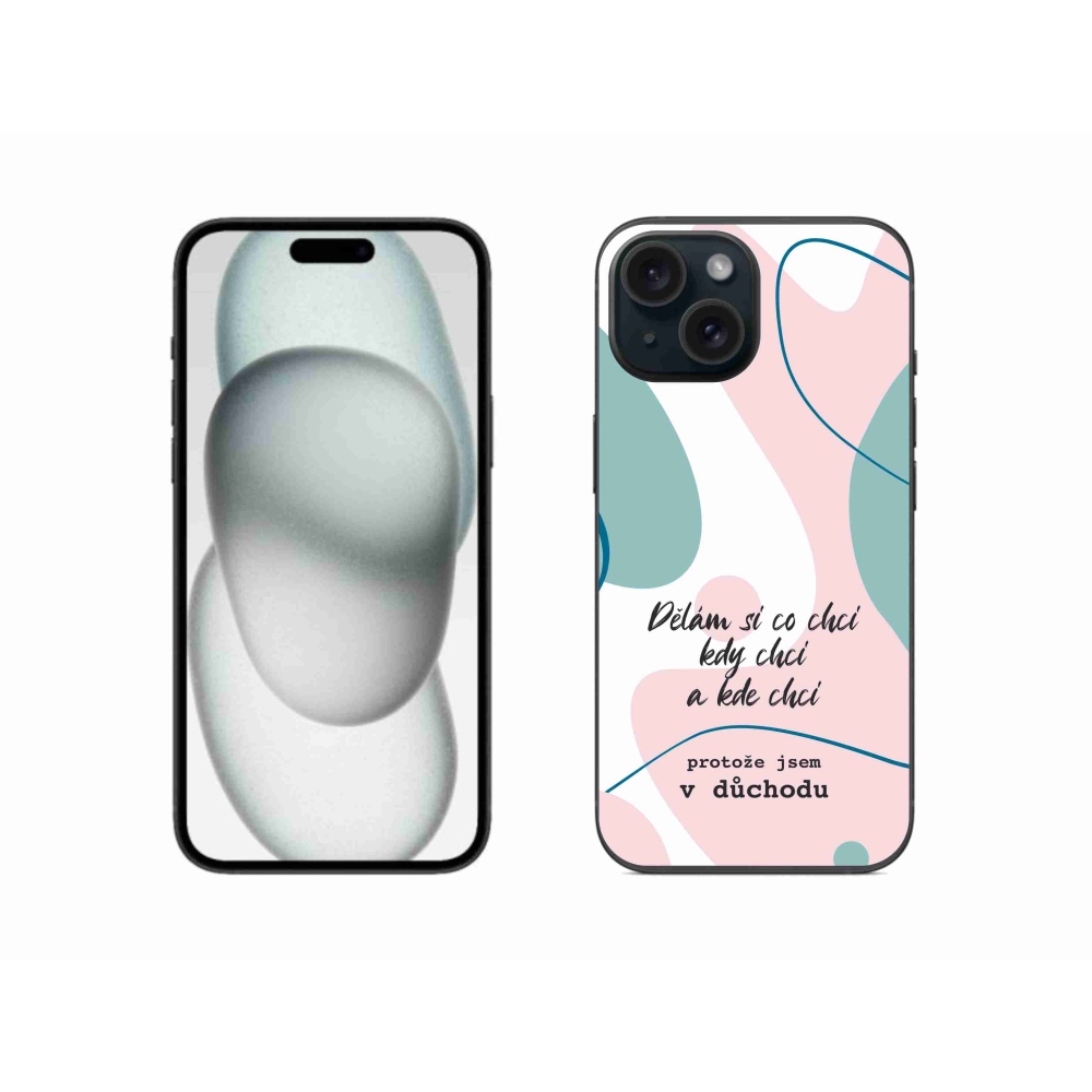 Gelový kryt mmCase na iPhone 15 - vtipný text 10 bílé pozadí