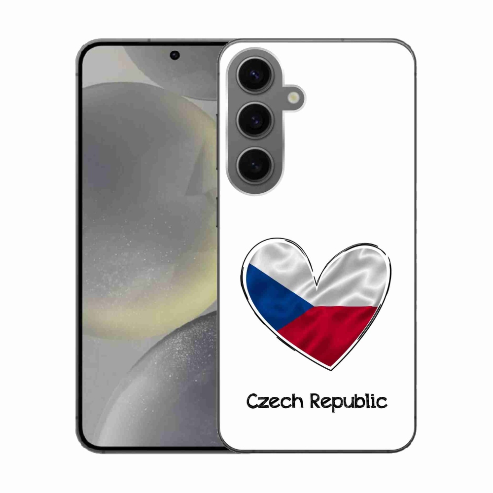 Gelový kryt mmCase na Samsung Galaxy S24 - vlajka srdce bílé pozadí