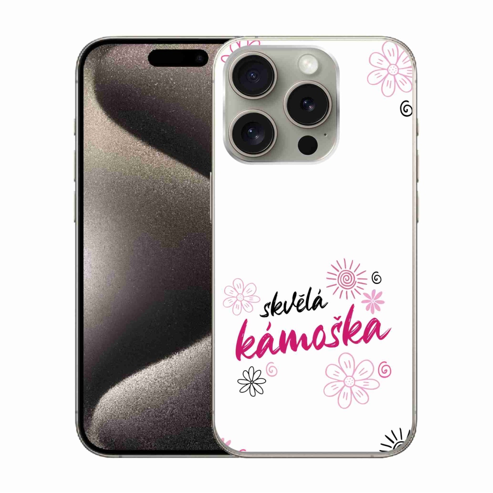 Gelový kryt mmCase na iPhone 15 Pro - skvělá kámoška bílé pozadí