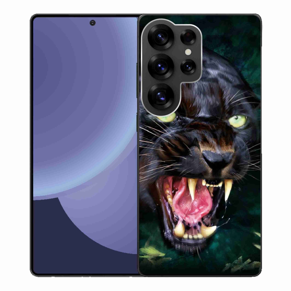 Gelový kryt mmCase na Samsung Galaxy S25 Ultra - rozzuřený černý panter