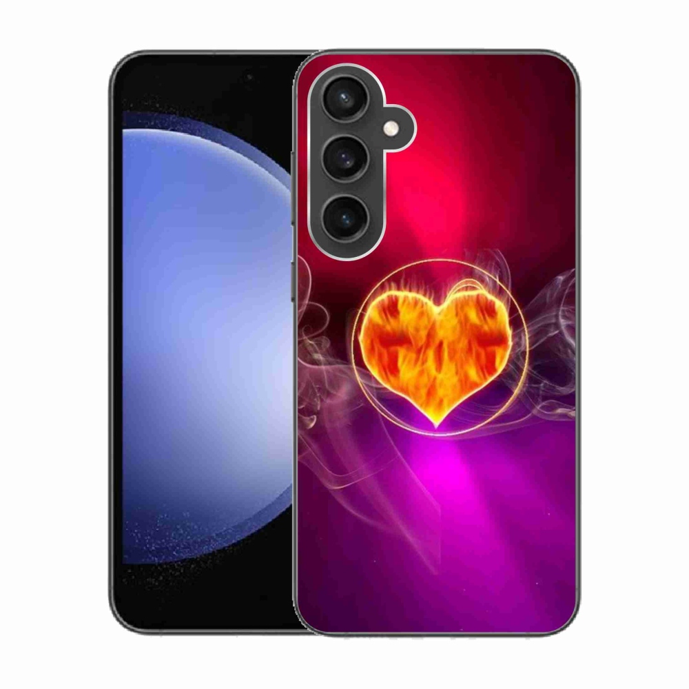 Gelový kryt mmCase na Samsung Galaxy S23 FE - ohnivé srdce