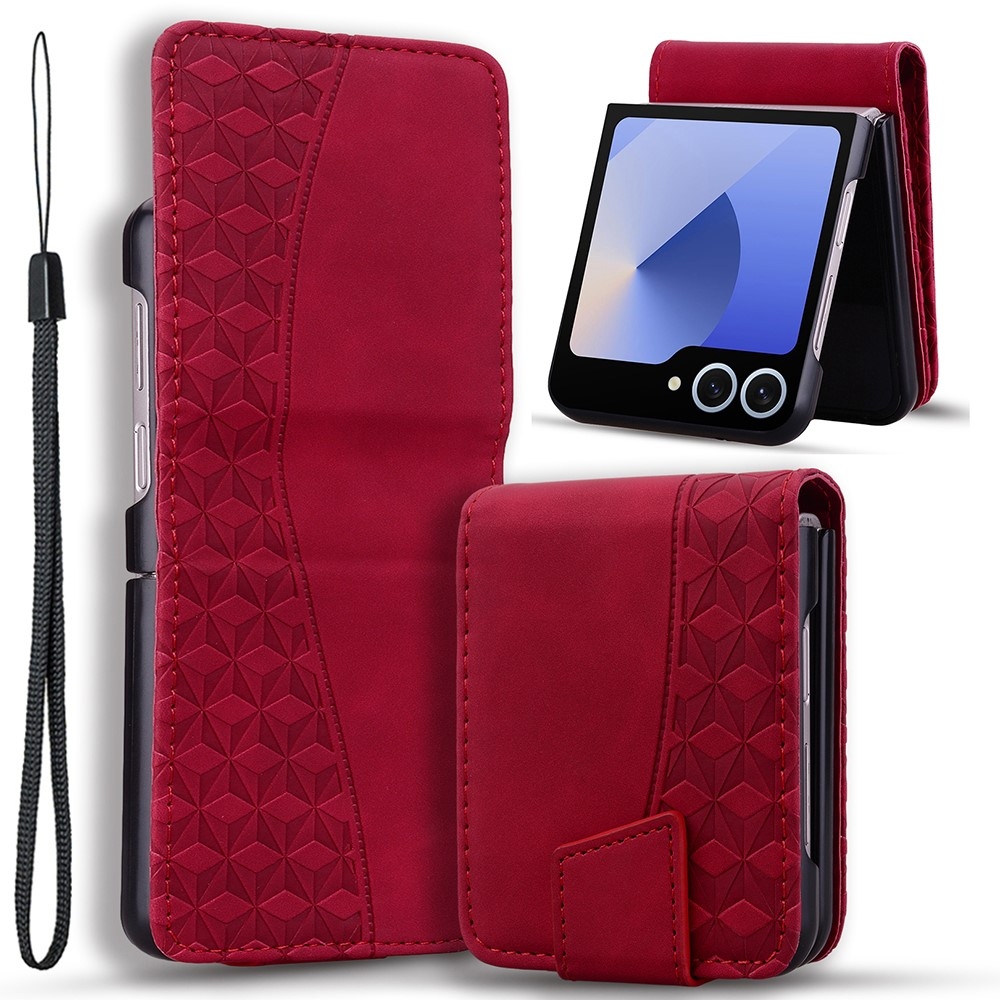 Gridy knížkové pouzdro na Samsung Galaxy Z Flip7 5G - vínové