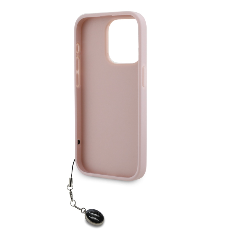 Karl Lagerfeld PU Saffiano Rhinestone Charm Zadní Kryt pro iPhone 15 Pro Pink