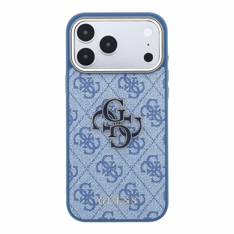 Guess PU 4G Resin Metal Logo Zadní Kryt pro iPhone 18 Pro Blue