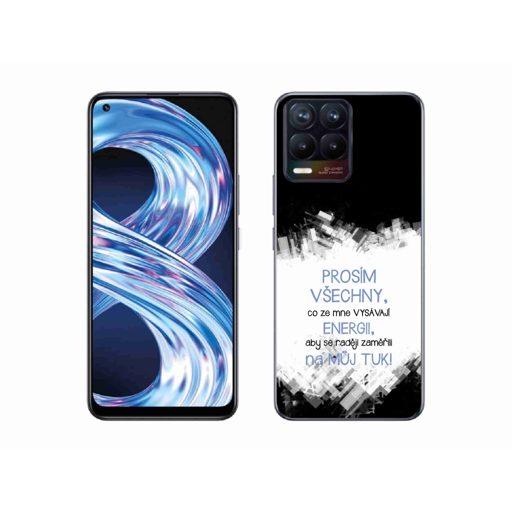 Gelový kryt mmCase na Realme 8 4G - vtipný text 1 modrý