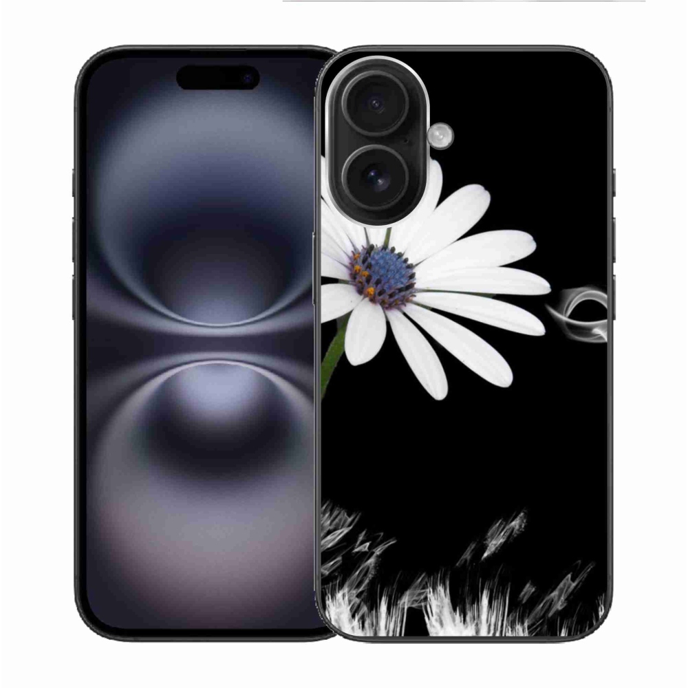 Gelový kryt mmCase na iPhone 16 - bílá květina