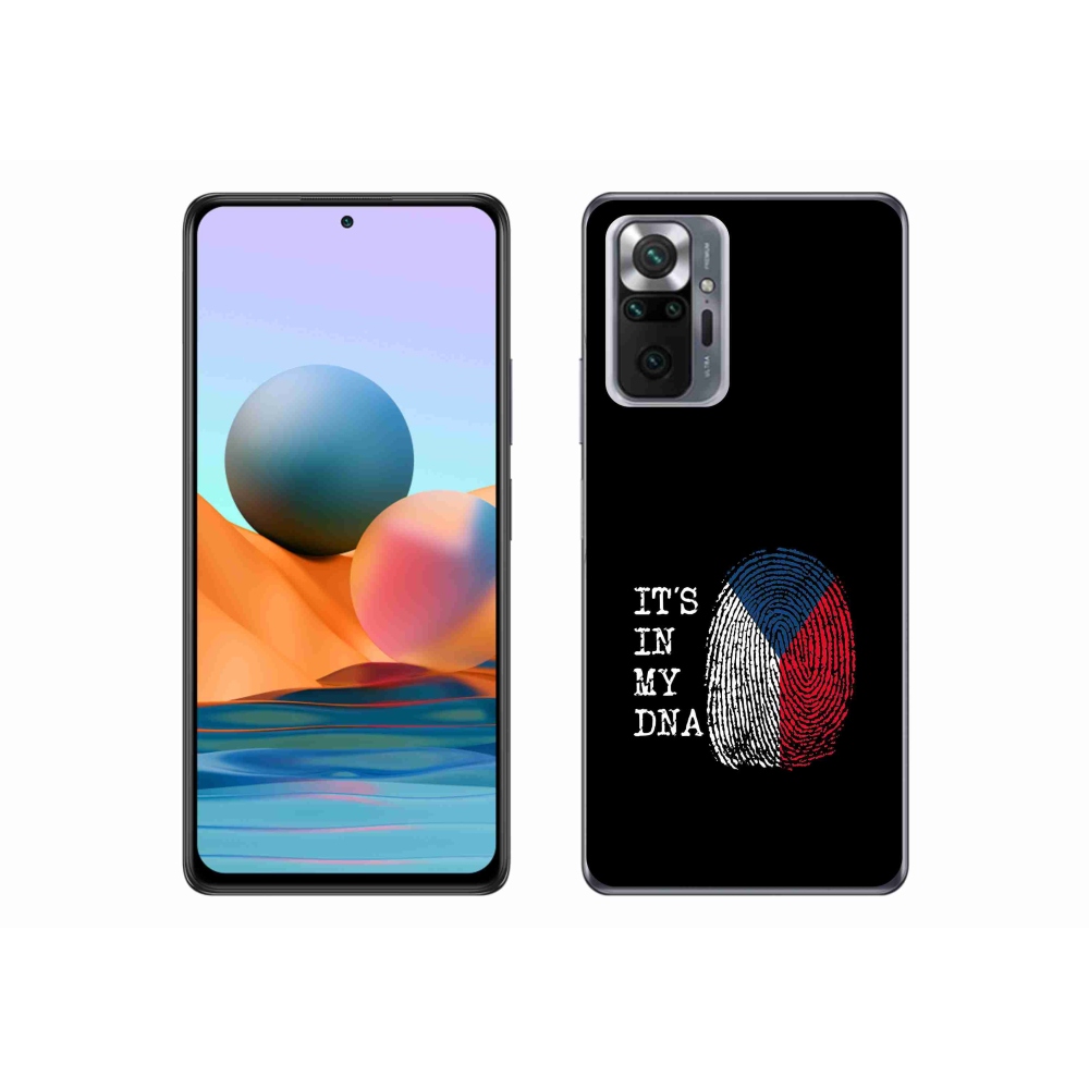 Gelový kryt mmCase na Xiaomi Redmi Note 10 Pro - vlajka otisk prstu černé pozadí