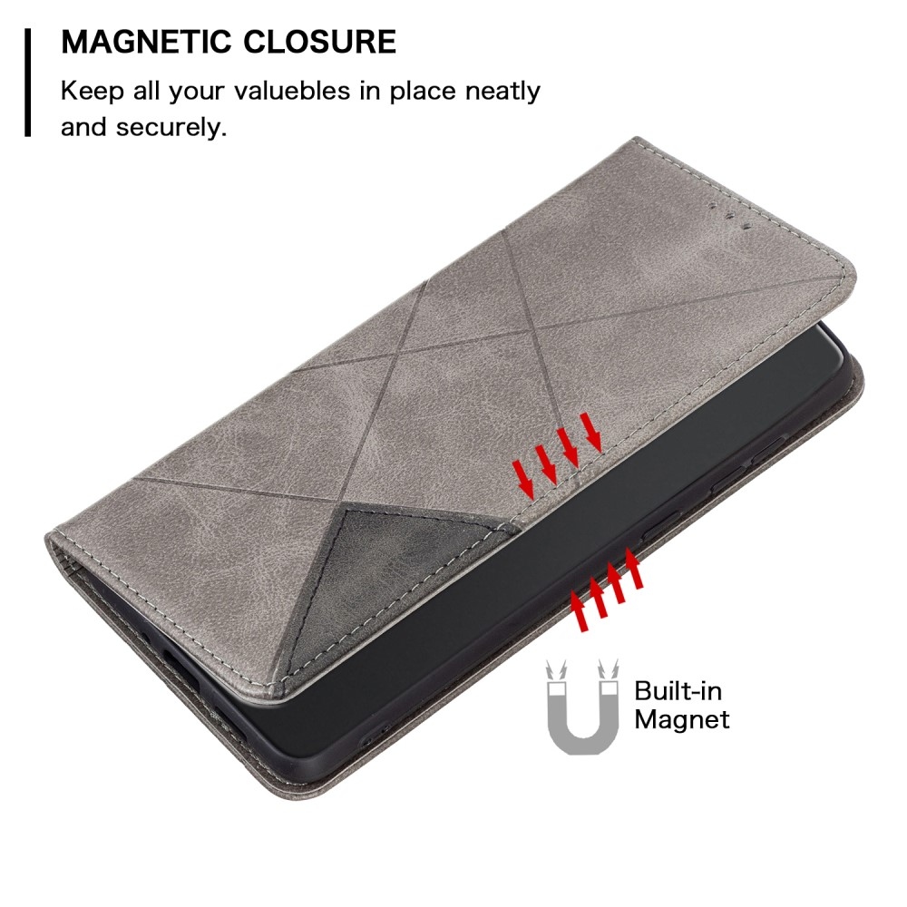 Triangle knížkové pouzdro na Xiaomi Redmi Note 13 Pro 4G/Poco M6 Pro - šedé