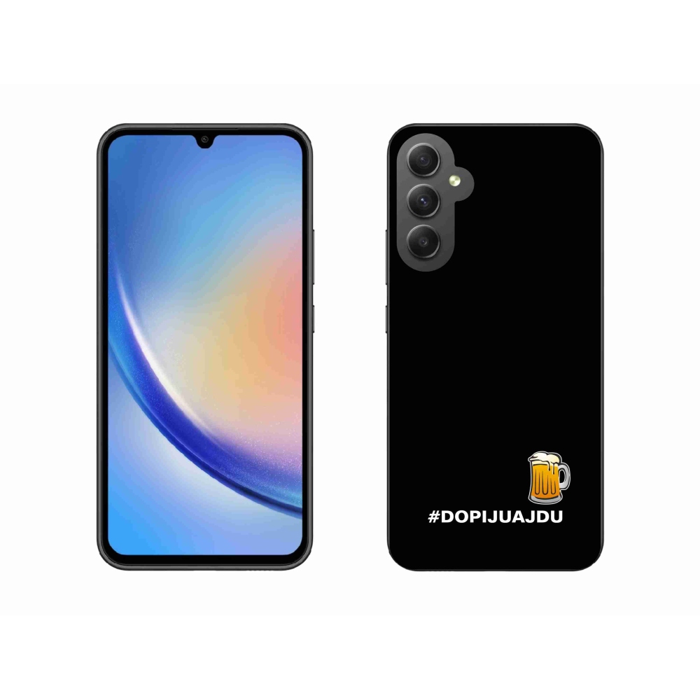 Gelový kryt mmCase na Samsung Galaxy A34 5G - pivní motiv 1 černé pozadí