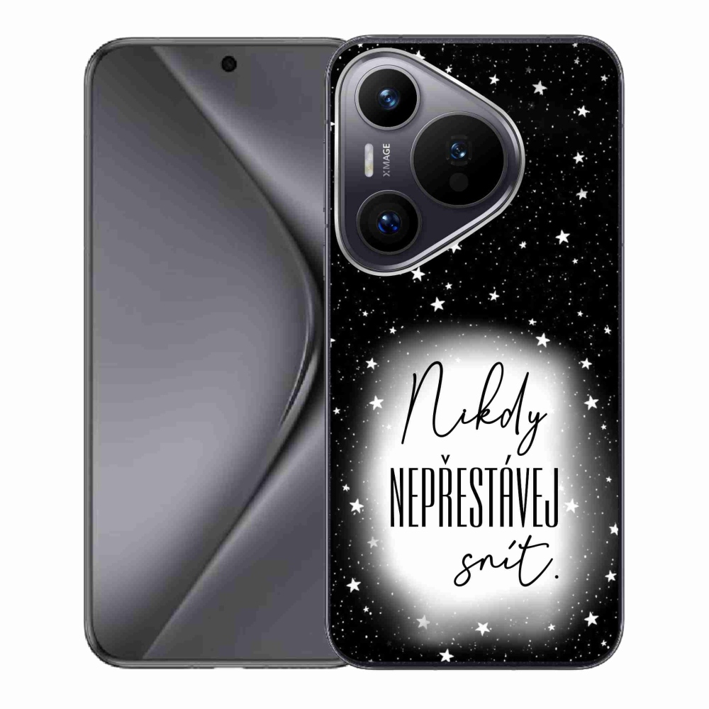 Gelový kryt mmCase na Huawei Pura 70 - citát 1 bíločerné pozadí