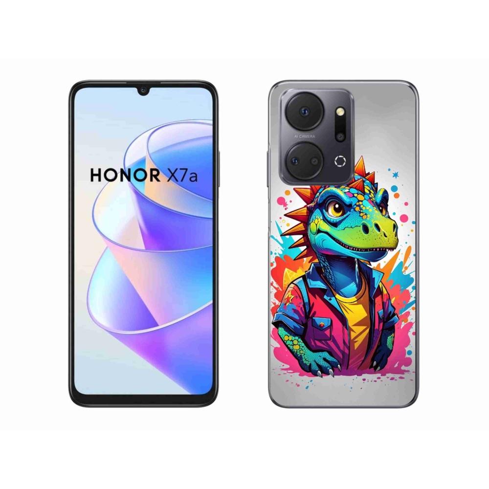 Gelový kryt mmCase na Honor X7a - barevný dinosaurus