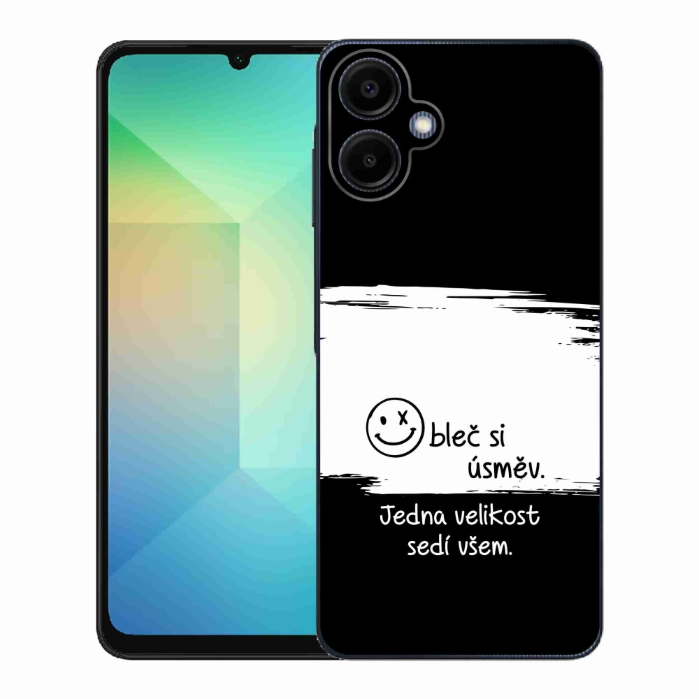 Gelový kryt mmCase na Samsung Galaxy A06 4G - vtipný text 8 bíločerné pozadí