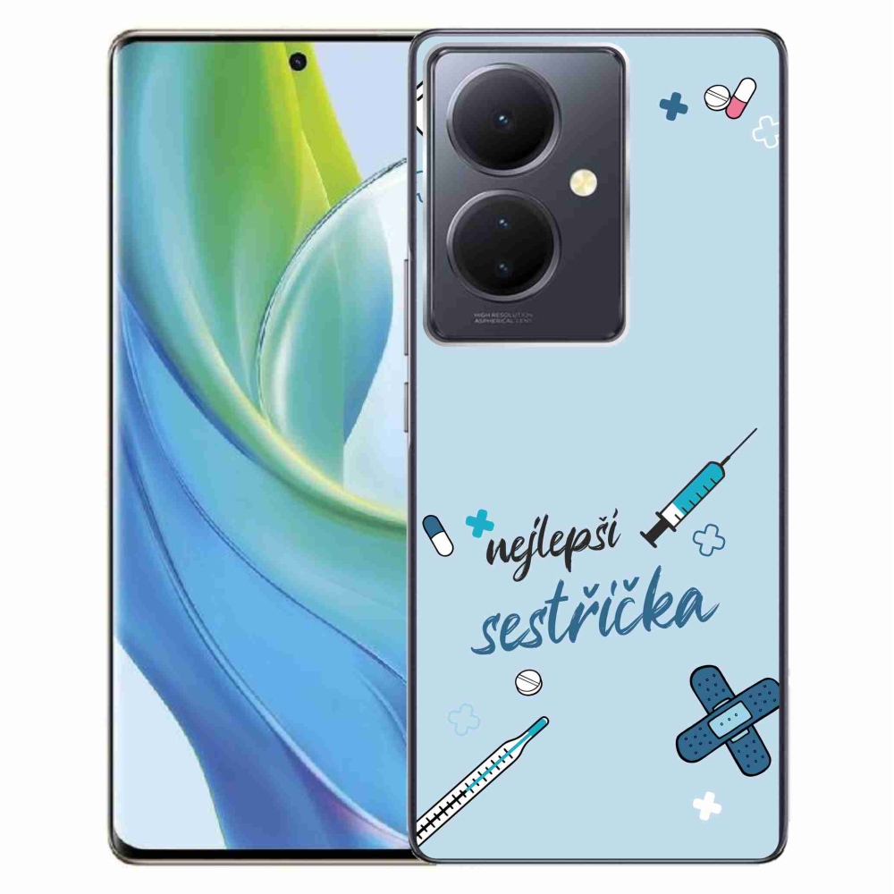 Gelový kryt mmCase na Vivo V29 Lite 5G - nejlepší sestřička modré pozadí
